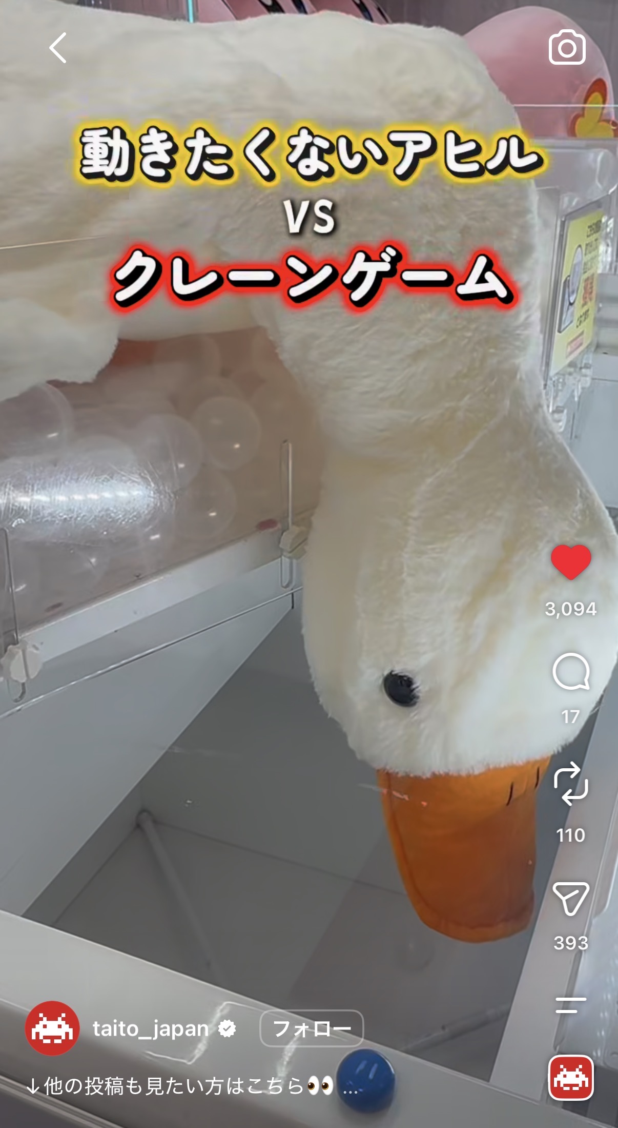 株式会社タイトー公式Instagramの代表投稿画面
